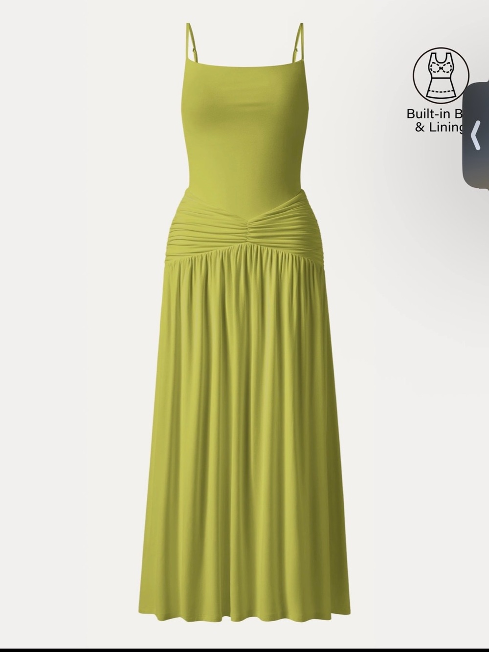 OGL NWT Lime Green Sleeveless Ruched Waist Maxi Dress